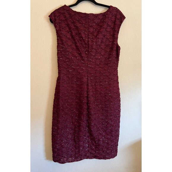 Connected Dress 14 Maroon Shimmer Sheath Wedding Party Cruise Event New - Picture 10 of 12